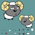 Flirty big head baby ram cartoon expressions collection set Royalty Free Stock Photo