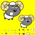 Furious big head baby ram cartoon expressions collection set Royalty Free Stock Photo