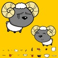 Smile big head baby ram cartoon expressions collection set Royalty Free Stock Photo