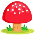Cute big red mushroom forest nature trees plants illustration vector Royalty Free Stock Photo