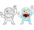 Cute bigfoot monster, coloring book, funny illustration