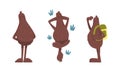 Cute Bigfoot in Various Actions Set, Mythical Creature Cartoon Character Vector Illustration