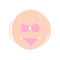 Bikini icon logo vector illustration on circle with brush texture for social media story highlight