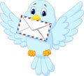 Cute bird cartoon delivering letter