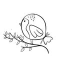 Cute bird in a doodle style. Hand drawn. sketch Small bird. Black vector isolated on white, cute hand drawn. monochrome