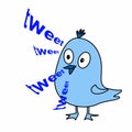 Cute bird drawing tweet and white background