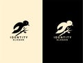 Cute bird logo vector icon template download line art outline Royalty Free Stock Photo