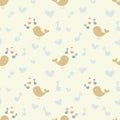 Cute bird and music notes seamless pattern Royalty Free Stock Photo