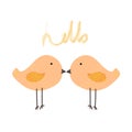 Cute bird with say hello. Royalty Free Stock Photo