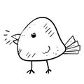 Cute Bird Sings or Screams, Chirp. Vector Illustration Coloring