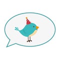 Cute bird with speech bubble card icon Royalty Free Stock Photo