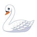 Cute bird white swan cartoon vector illustration Royalty Free Stock Photo