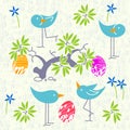 Cute birds baby shower invitation card design. Seamless pattern Royalty Free Stock Photo