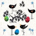 Cute birds baby shower invitation card design. Seamless pattern Royalty Free Stock Photo