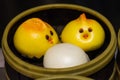 Cute birds baozi chinese steamed buns Royalty Free Stock Photo