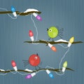 Cute Birds on Branch Chistmas Lights