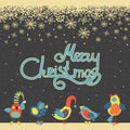 Cute birds celebrating Christmas