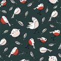 Cute birds seamless pattern. Birding and ornithology concept Royalty Free Stock Photo