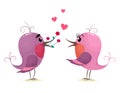 Cute birds in love. Vector isolate in cartoon flat style. White background. Royalty Free Stock Photo