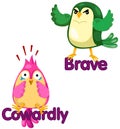 Cute birds with opposite words Royalty Free Stock Photo