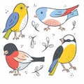 cute birds print vector art