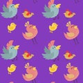 Cute birds seamless pattern vector illustration cartoon colorful Royalty Free Stock Photo