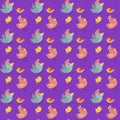 Cute birds seamless pattern vector illustration cartoon colorful Royalty Free Stock Photo
