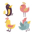 Cute birds vector set illustration cartoon colorful Royalty Free Stock Photo