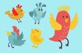 Cute birds vector set illustration cartoon colorful Royalty Free Stock Photo