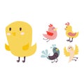 Cute birds vector set illustration cartoon colorful Royalty Free Stock Photo