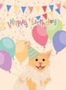 Cute birthday invitational card with a happy cat Vector