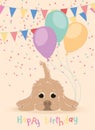 Cute birthday invitational card with a happy dog Vector