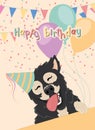 Cute birthday invitational card with a happy dog Vector