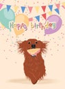 Cute birthday invitational card with a happy dog Vector