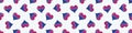 Cute bisexual heart cartoon seamless vector border. Hand drawn isolated pride flag for LGBTQ blog. Gay love on stripe