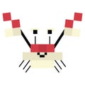 Cute 8 bit crab illustration. Retro game crustacean vector. Pixel sealife clipart.