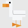 Cute 8 bit duck vector illustration. Farm bird pixel clipart