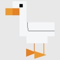 Cute 8 bit duck vector illustration. Farm bird pixel clipart.