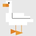 Cute 8 bit goose vector illustration. Farm bird pixel clipart