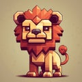 Cute 8bit Pixel Art Lion For Minecraft - Playful Characters With Strong Diagonals