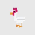 Cute 8 bit rooster vector illustration. Farm bird livestock pixel clipart.