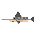 Cute 8 bit sailfish illustration. Swordfish pixel clipart. Sealife graphic