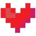 Cute 8 bit valentines love heart vector illustration. Game life pixel art Royalty Free Stock Photo