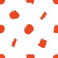 Cute bitten apples seamless pattern with texture isolated on white background. Doodle hand drawn Scandinavian style vector