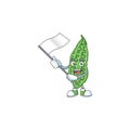 Cute bitter melon cartoon character design holding a flag