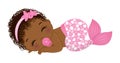 African American Cute Baby Mermaid with Pacifier Royalty Free Stock Photo