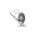 Cute black beans cartoon character design holding a flag