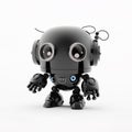 Cute black bot on white background, Generative AI Royalty Free Stock Photo