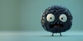 Cute black brain character with dizzy expression, showcasing emotions