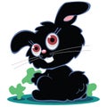 Cute black cartoon bunny rabbit